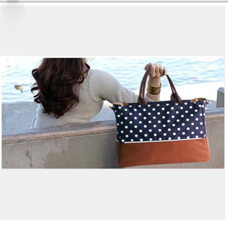 Милая Детская сумка для подгузников в горошек Большая вместительная сумка-тоут