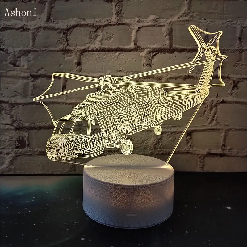 3d-лампа в виде вертолета настольная лампа для спальни ночсветильник самолета
