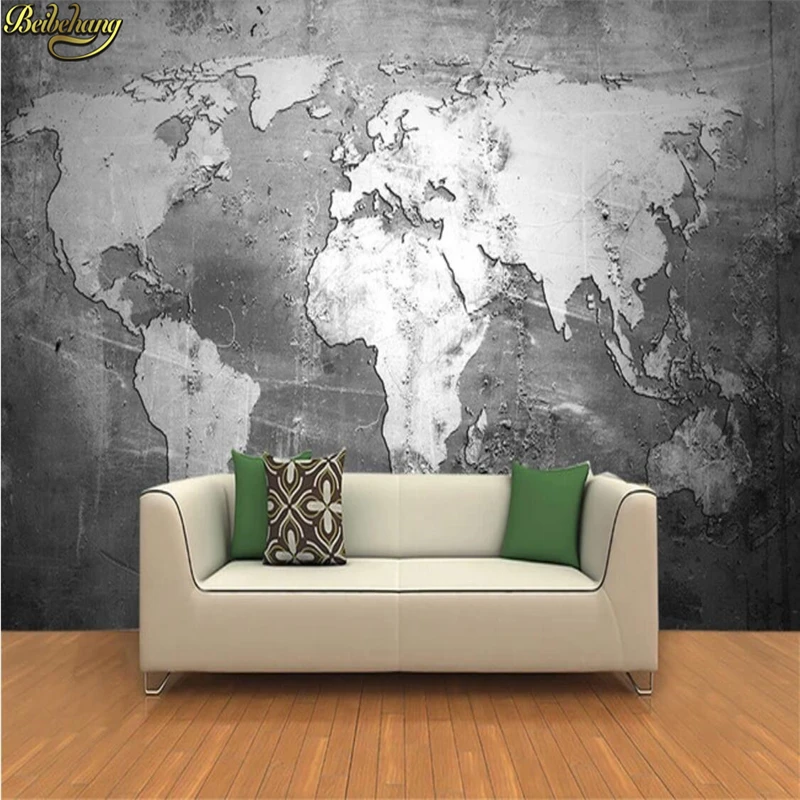 

beibehang Custom Mural Wallpaper Retro Style World Map Wallpaper Wall Covering Study Living Room Sofa TV Backdrop Wall Papers