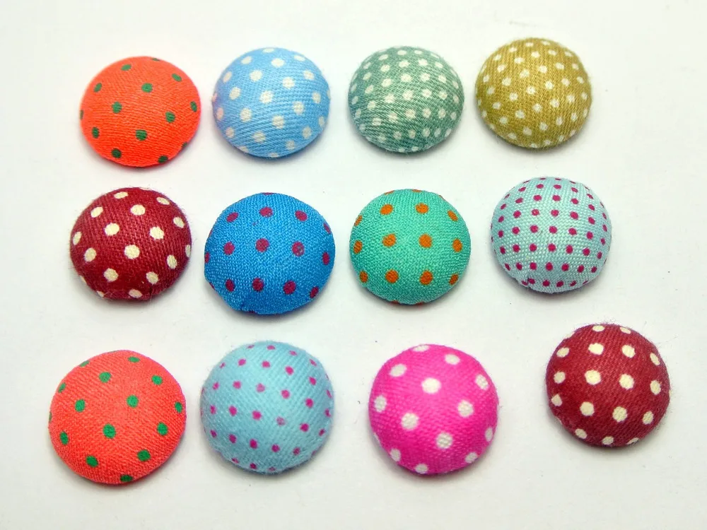 50 смешанных цветов Flatback Полька ткань в горошек Покрытые Кнопки круглые половинки