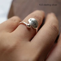 fashion 925 sterling silver rings for women lucky letters adjustable open ring for ladies