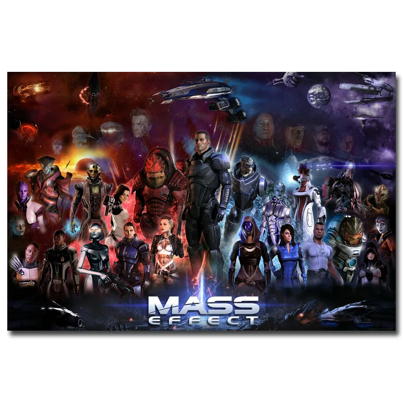 Mass Effect 2 3 4 Горячая Действия Съемки Игры Искусство Шелковый Плакат 12x18 24x36 дюймов Настенные Панно Для Спальни Гостиная Декор 028