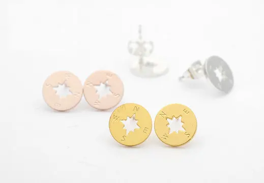 Yiustar серебро и розовое colorcompass Серьги гвоздики для Для женщин E092|fashion stud earrings|stud