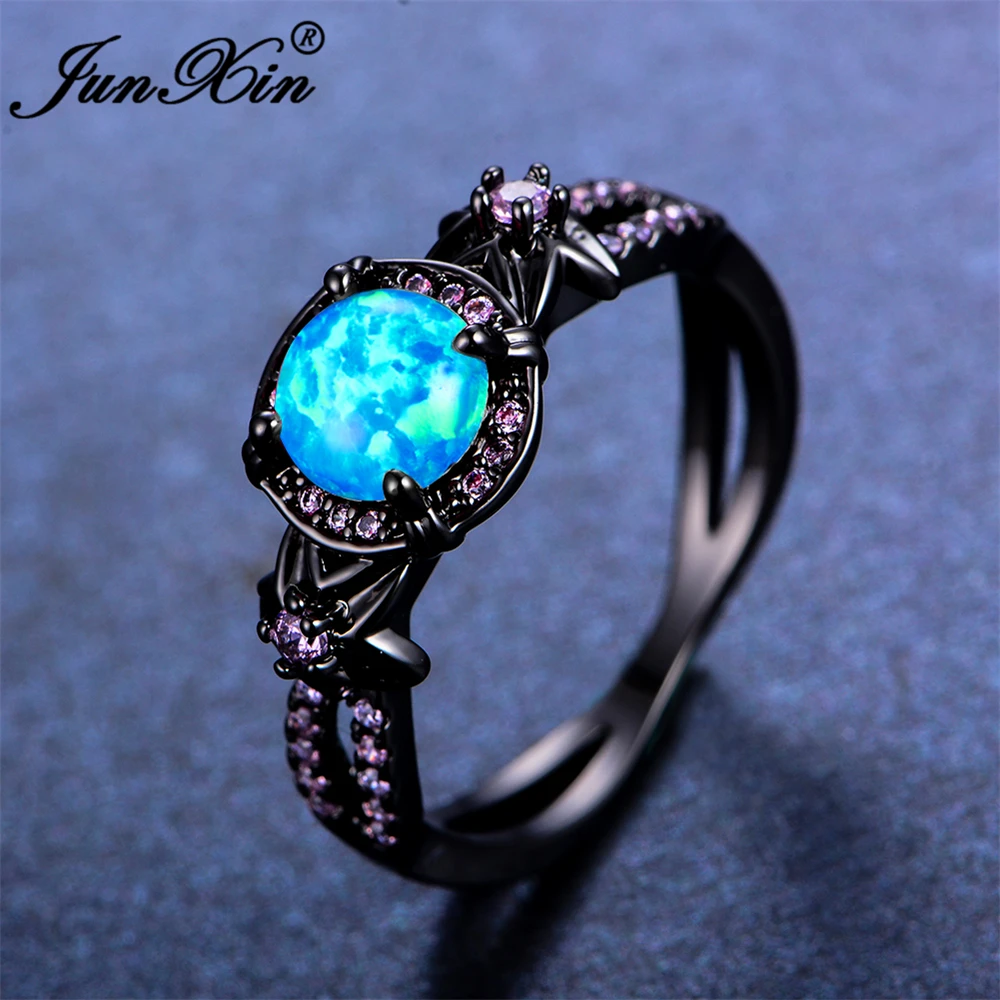 Женское кольцо junxin Винтажное с синим огненным опалом розовое циркониевое 2017| |