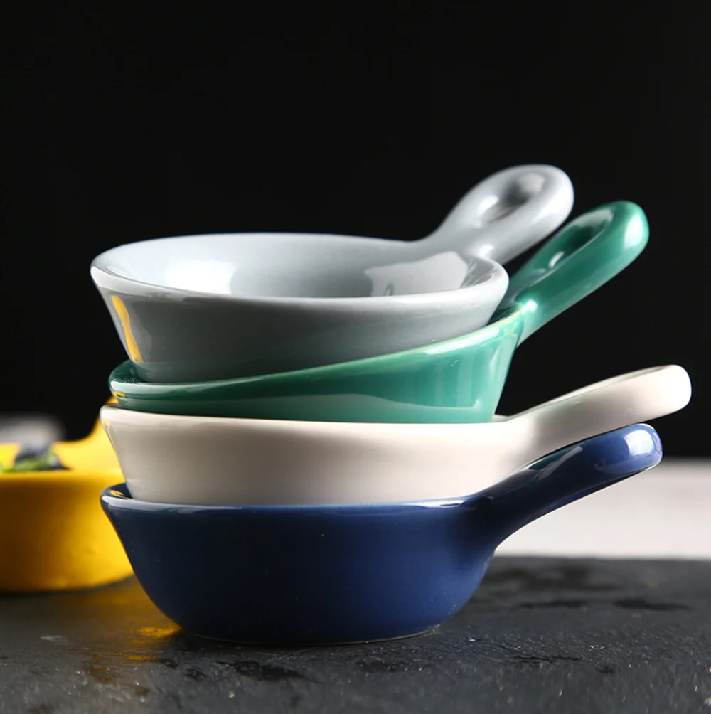 Креативная керамическая тарелка с одной ручкой для ресторана японские конфеты