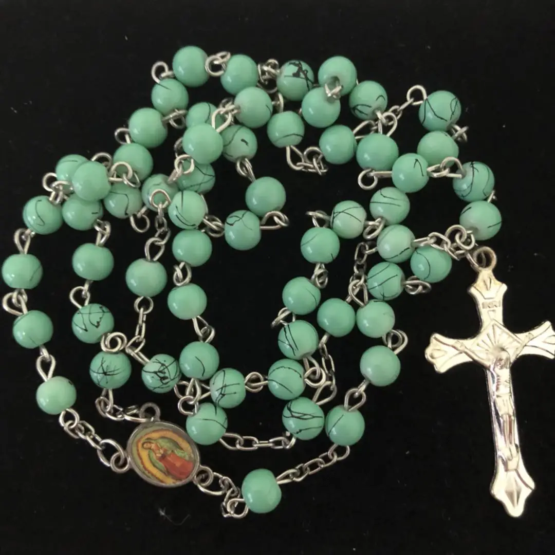 Красивое серебряное ожерелье из искусственных роз 6*7 мм цепочка Розарий