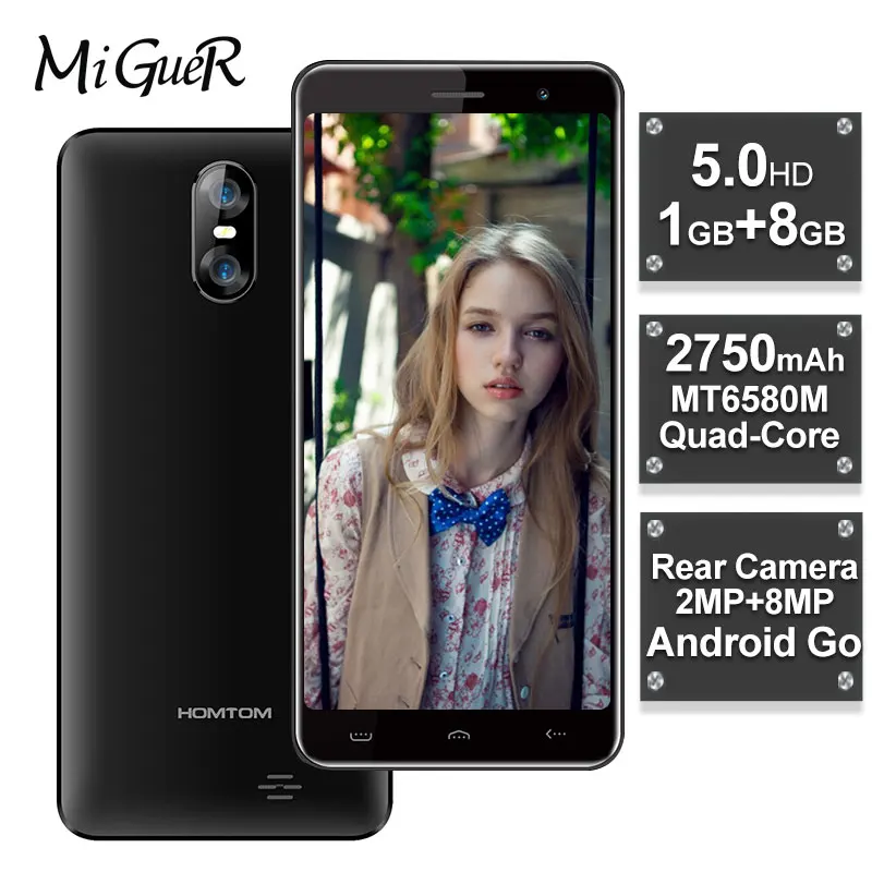 HOMTOM C13 3g смартфон 5 0 дюймов MT6580M четырехъядерный 1. 3G Гц 1 ГБ ОЗУ 8 Гб ПЗУ 2750 Мп задняя