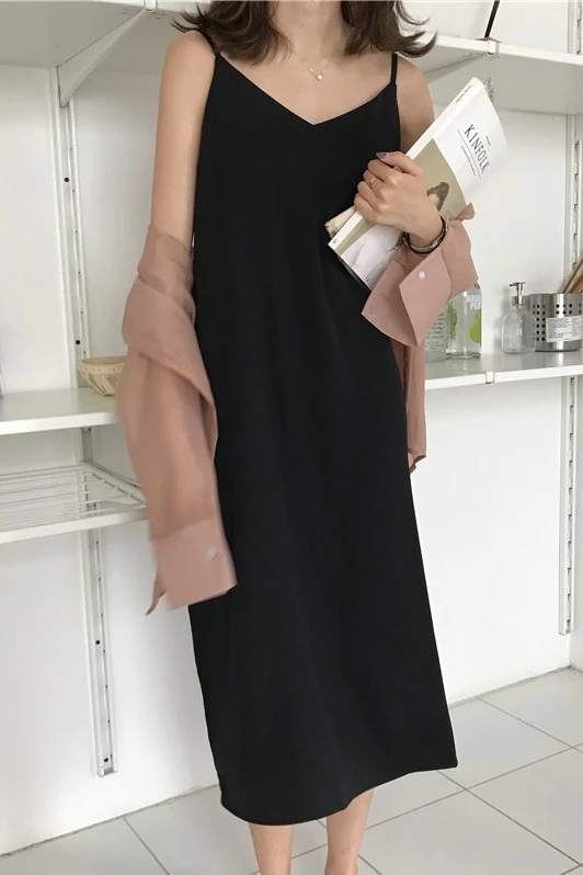 Сексуальное летнее женское платье на бретельках 2020 без рукавов с v-образным