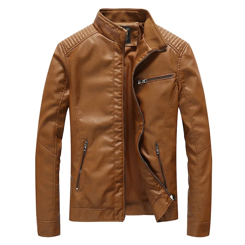 

new winter men's leather jacket coat classic leather motorcycle leather jacket leisure clothing Stand collar