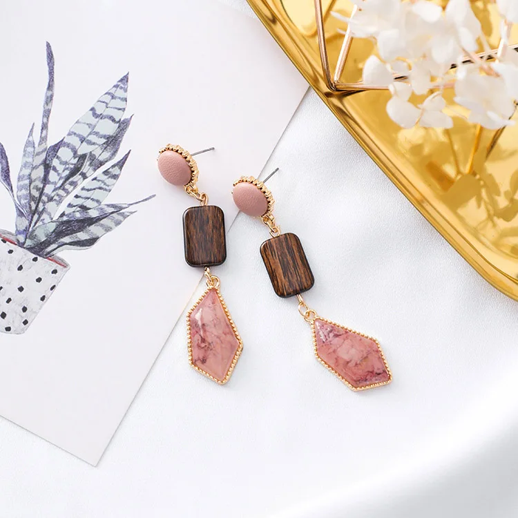 Женские серьги-капельки квадратные геометрические с кристаллами | Украшения и