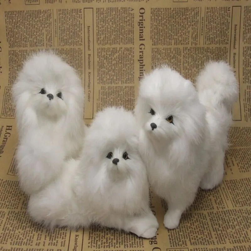 

3 pieces a lot small cute Simulation poodle toys polyethylene&furs dog models gift y0227