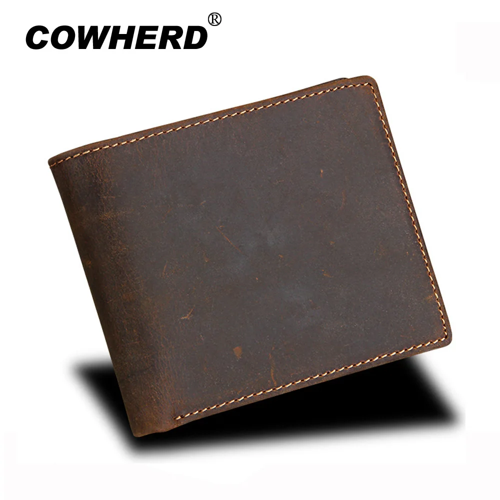 RFID блокирующий кошелек для мужчин из натуральной коровьей кожи винтажные