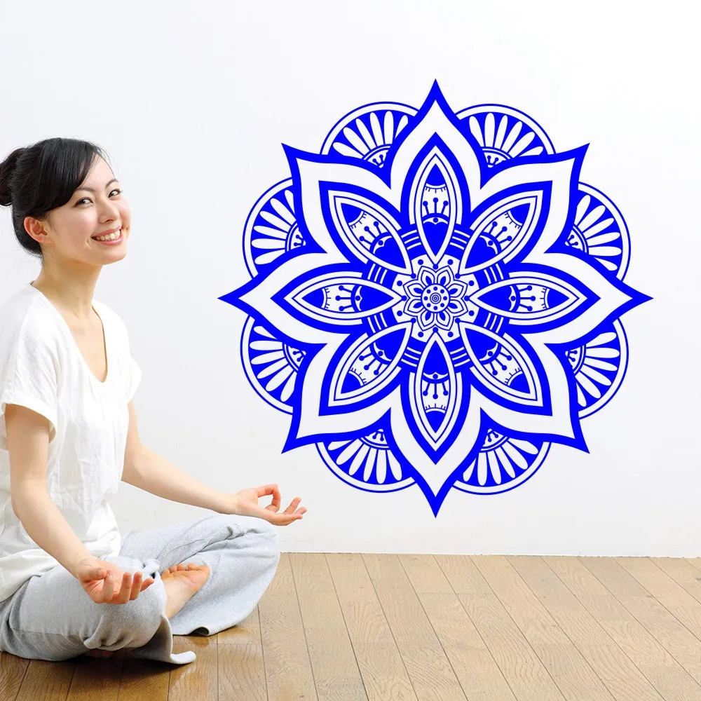 Beautiful design non-toxic PVC Mandala flower wall sticker Yoga room decals art mural decoration home decor | Дом и сад