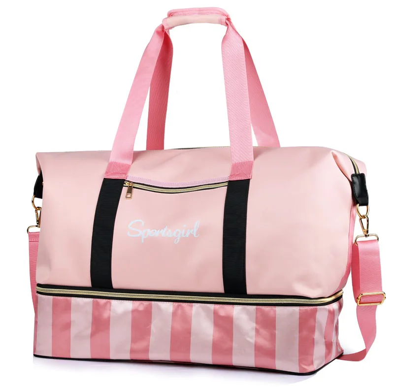 Pink Сумки для йоги тренажерного зала ТАС для занятий фитнесом, Sac De спортивная сумка сухой мокрой спортивной подготовки gymtas Сумки путешествия Плавание мешок полосатый sporttas XA654WA - Цвет: Pink