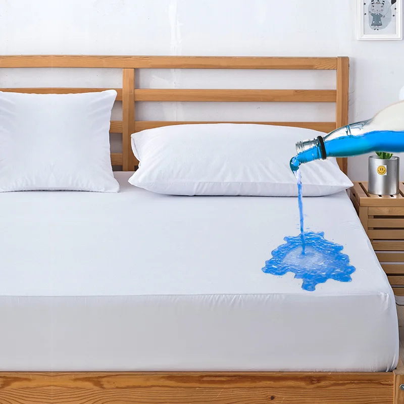 

100% Cotton Solid Mattress Pad Cover Elastic Waterproof Hypoallergenic Mattress Protector Colchon Machine Washable Bed Sheet 45