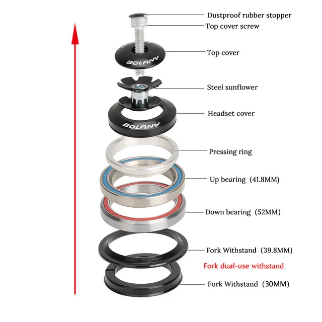 

2019 4252ST MTB Bike Road Bicycle Headset 42 41.8 52mm 1 1/8" 1 1/5" Tapered Straight fork Integrated Angular Contact Bearing