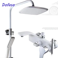 dofaso luxury europe antique white shower set ceramics chrome white hand shower faucet ivory white gold bath shower