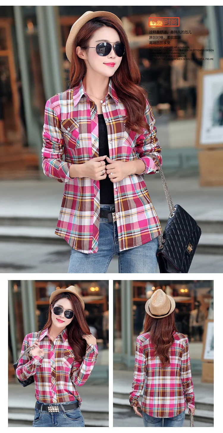 Женская рубашка, плотные топы, Blusa Camisa Femininas, Осень-зима, теплая, хлопковая, с длинным рукавом, бархатная, Клетчатая блузка, фланелевые офисные рубашки