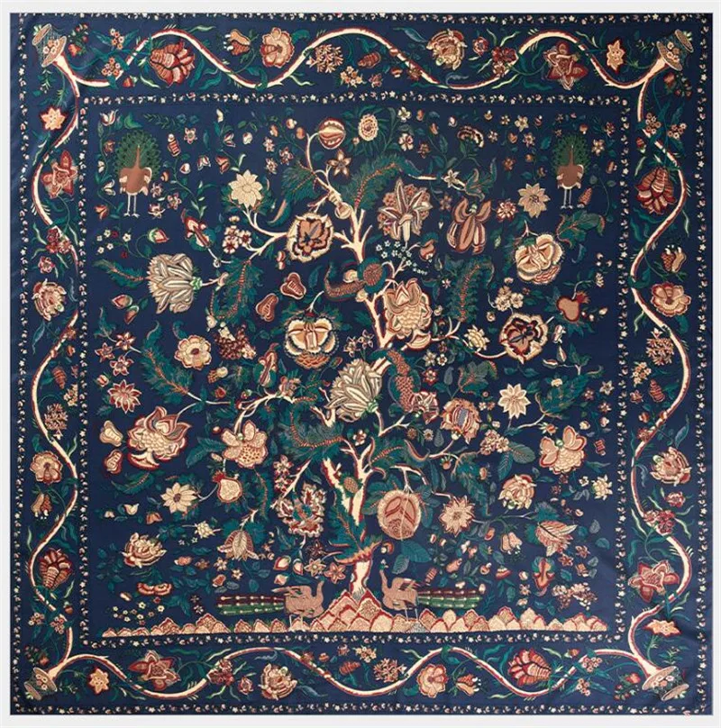 Женский шелковый шарф POBING большая шаль с принтом в виде дерева квадратная