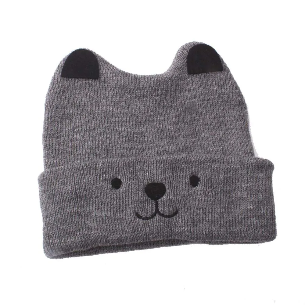 Шапка с рисунком медведя для детей коллекция 2018 года зимняя теплая Милая шапочка