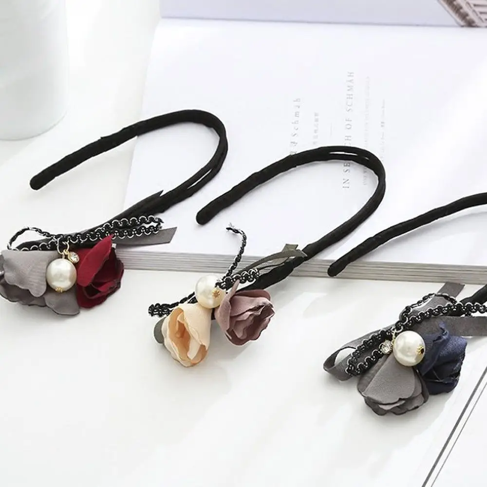 Женские цветочные резинки для волос французские однотонные жемчужные