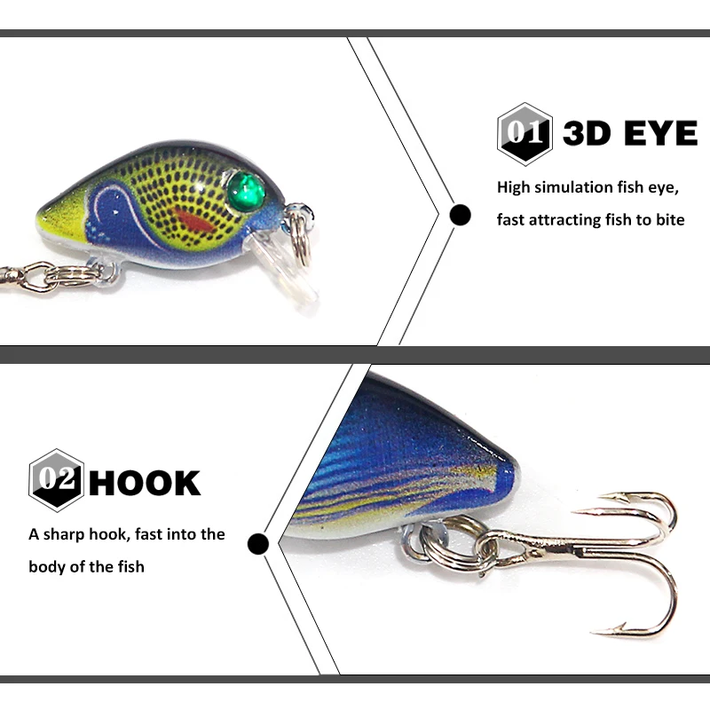 SEAPESCA 1 шт. Новый кренкбейт 2 5 см 7 г Isca искусственные приманки яркие глаза с острыми