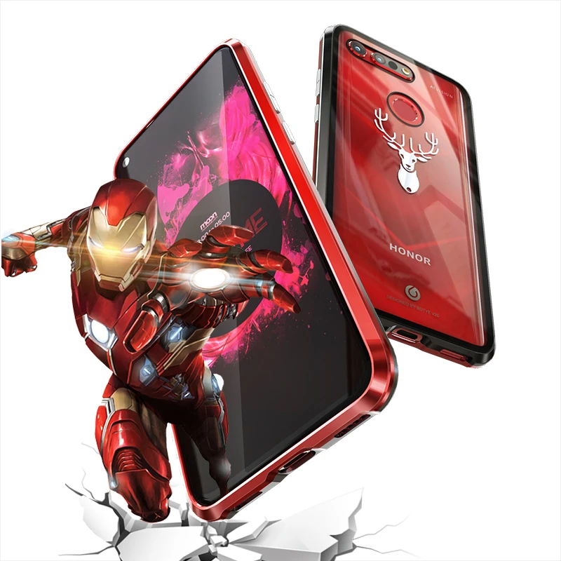 Магнитный чехол для huawei Honor V20 роскошный металлический из закаленного стекла View 20