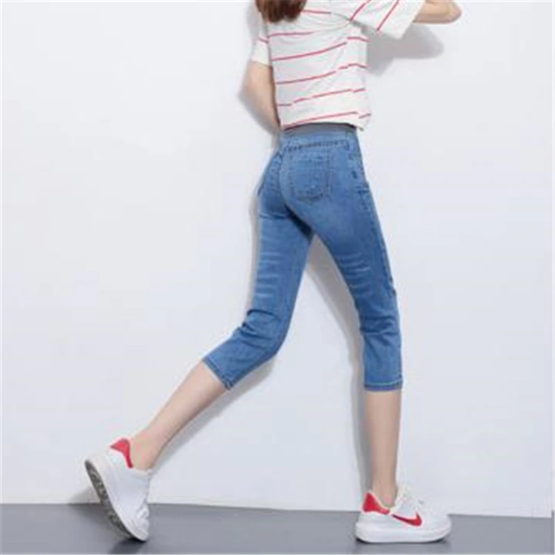 Женские брюки до щиколотки летние эластичные хлопковые карандаш женские джинсы
