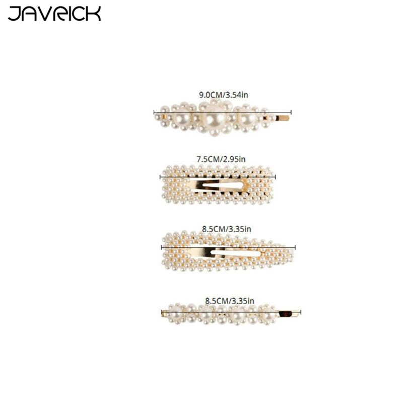 

4 Pcs/set Artificial Pearl Hairpin Bangs Clip Fashion Wild Women Girls Hair Clips Bride Barrettes Handmade Ornaments