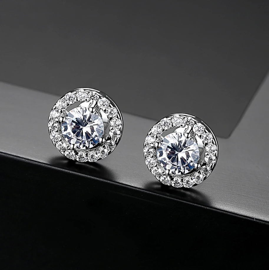 Блестящие серьги-гвоздики с искусственным цирконием для женщин элегантные