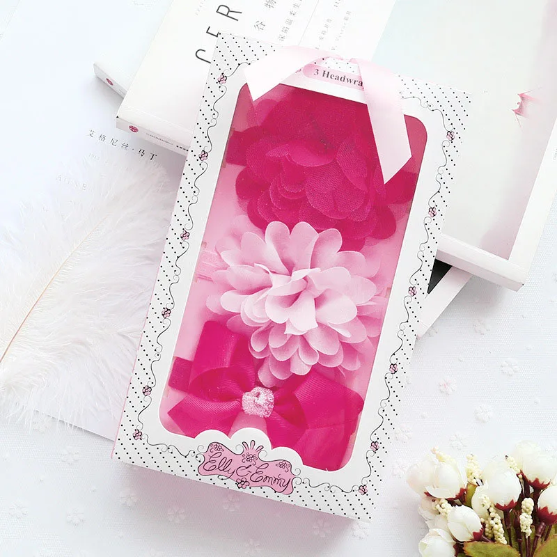 style1 rose no box 3 шт./компл. Цветочные Луки Детские повязка на голову для новорожденных Милая Корона Haarband для маленьких девочек эластичные ленты дети повязка на волосы для девушек аксессуары для волос - Цвет: style1 rose no box