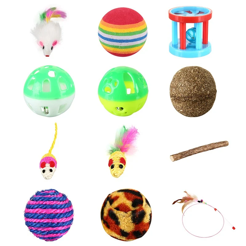 12 шт. игровая мышь маленькие игрушки мини котенок мяч для котов качественные