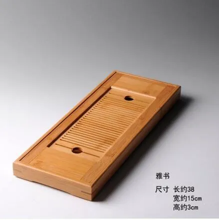 38cmx15cm 1 шт./Натуральный Бамбуковый чайный поднос, поднос для хранения воды, китайский традиционный чайный набор кунг-фу, аксессуары для дома, простой мини чайный поднос - Цвет: 38cmx15cm