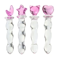 cute crystal glass dildo penis smooth butt vaginal anal beads plug heat massage men women masturbation