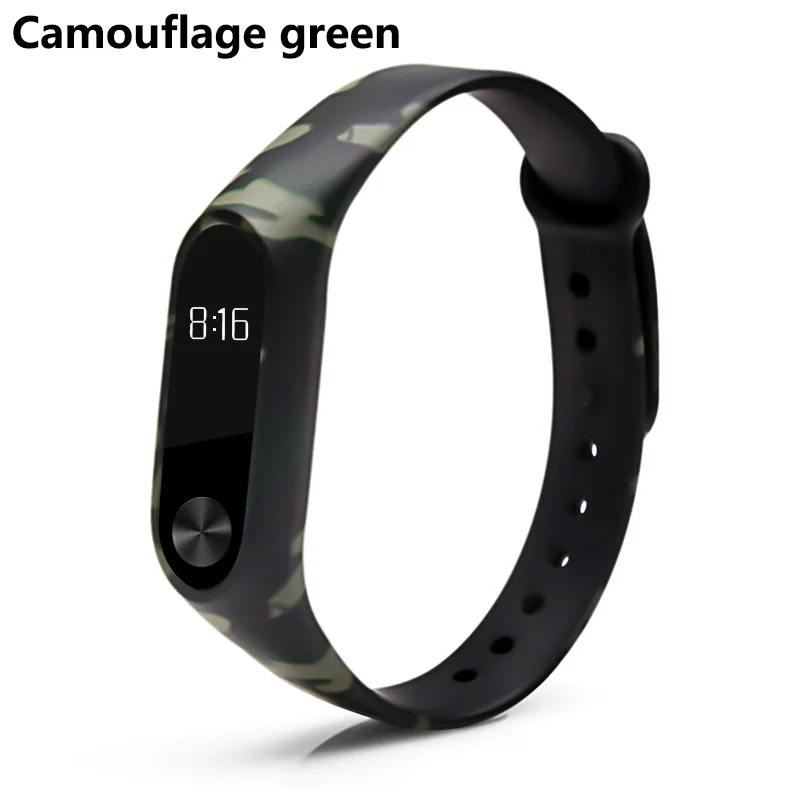 Camouflage green Новейший mi band 2 ремешок pulsera цветной ремешок на запястье Замена correa band 2 ремень pulseira силиконовые ремни для xiaomi mi2 - Цвет: Camouflage green
