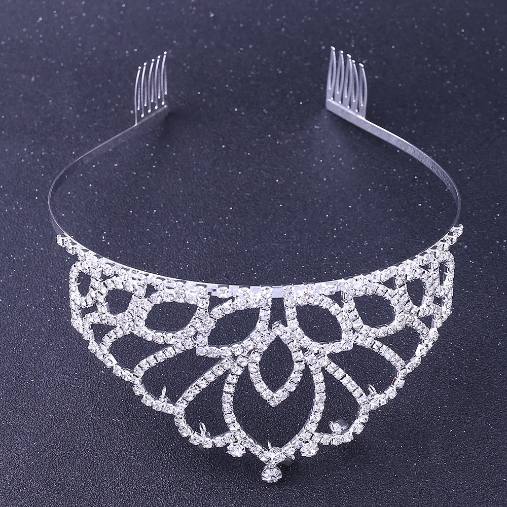 White Rhinestone Коготь цепи Корейский детский горный хрусталь диадема невесты Корона Свадебные украшения для женщин свадебная диадема аксессуары украшения для волос - Окраска металла: White Rhinestone