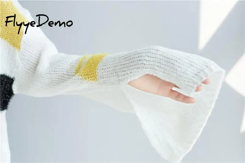 Contrast Color Autumn Sweater Women 2018 Long Sleeve Jumper Loose And Pullover Knitted Female Pull Femme | Женская одежда