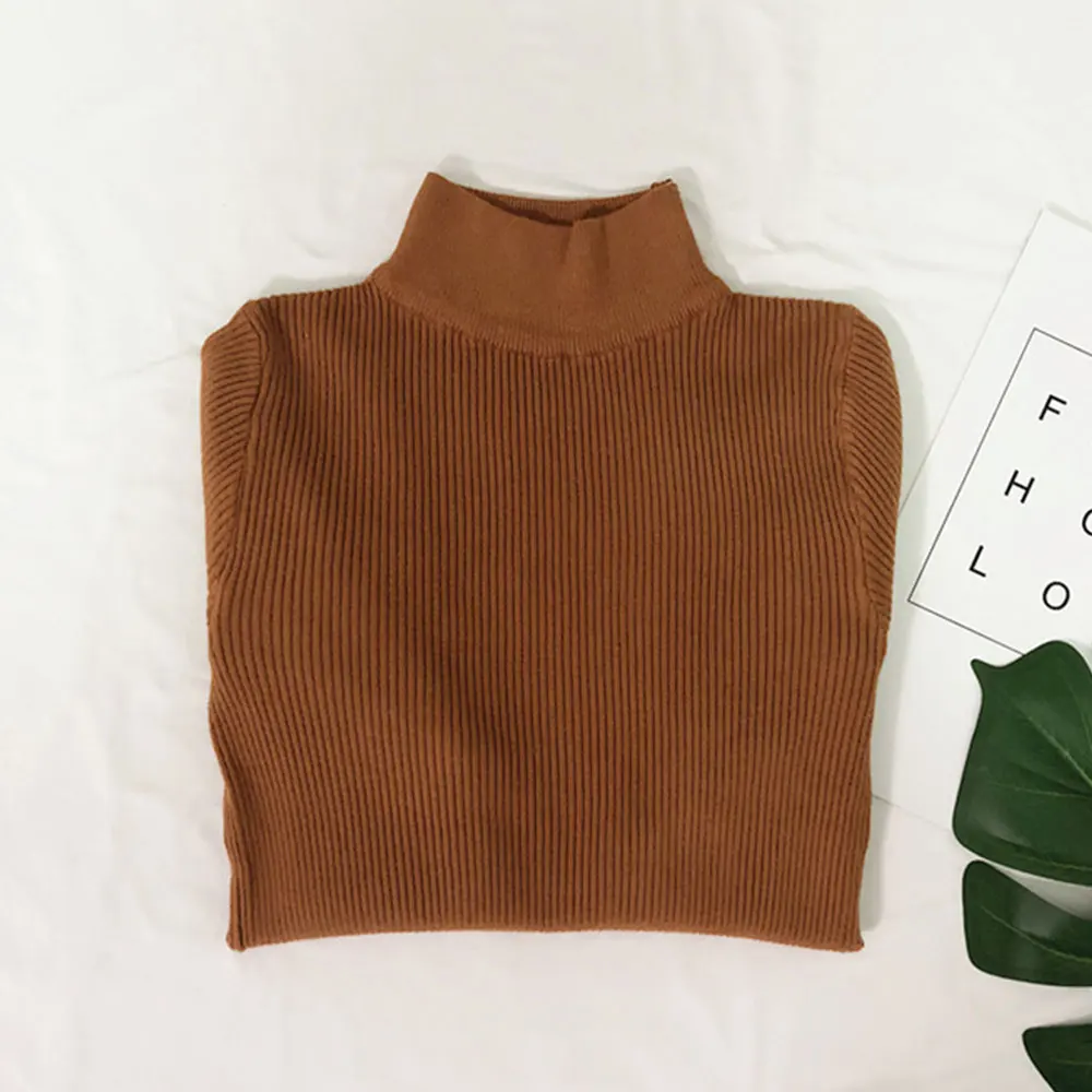 Jocoo Jolee New Fashion Autumn Turtleneck Pullovers Sweaters Primer Shirt Long Sleeve Short Korean Slim Fit Tight Sweater | Женская