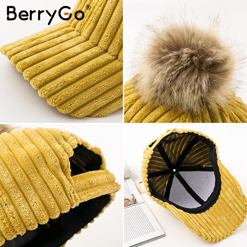 BerryGo вельвет волосы мяч Регулируемые Женщины hat модный стиль на осень-зиму бейсболки женские повседневные hat casquette