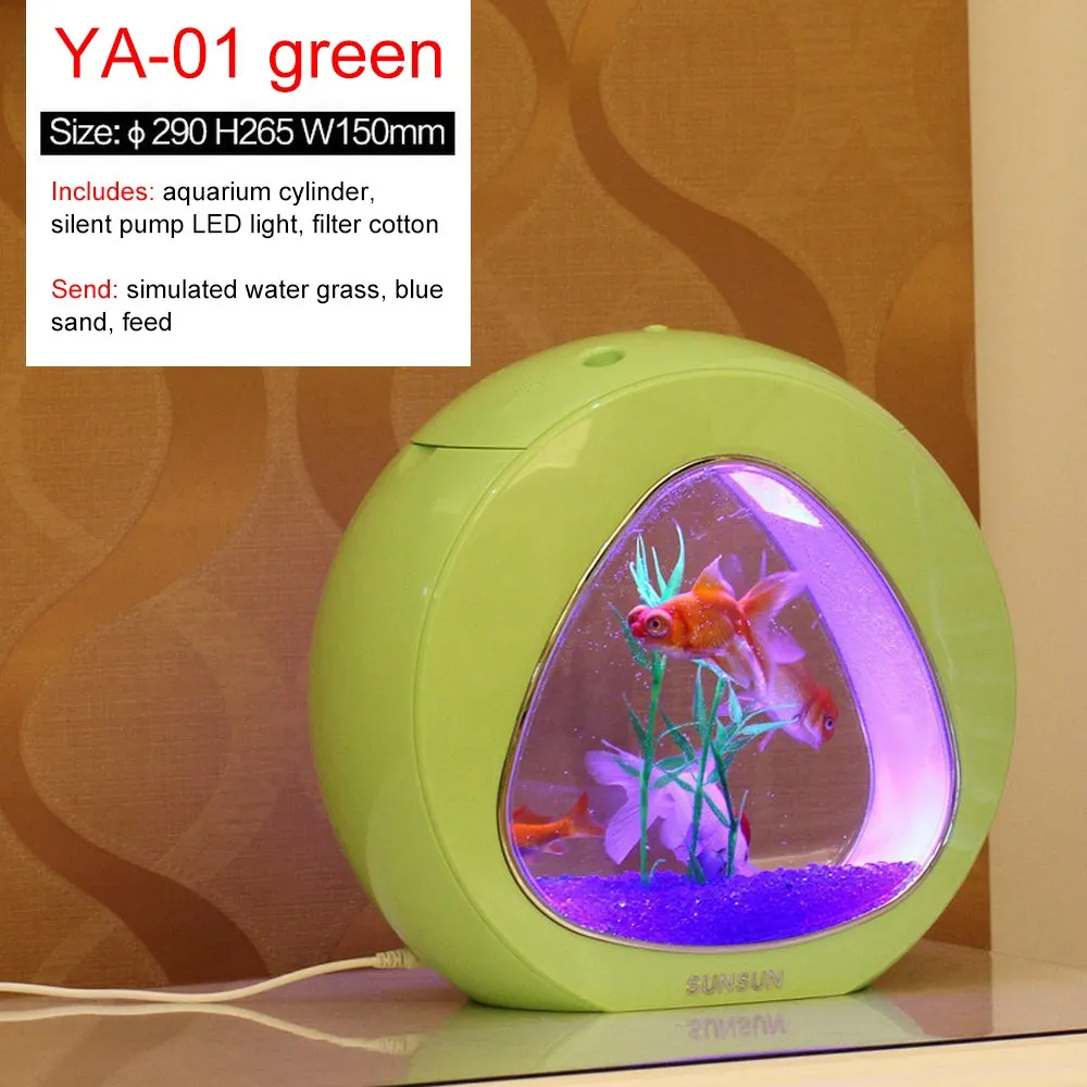 green 4л мини аквариум мини нано аквариум со встроенным фильтром светодиодный светильник портативный офисный мини аквариум акриловый аквариум - Цвет: green