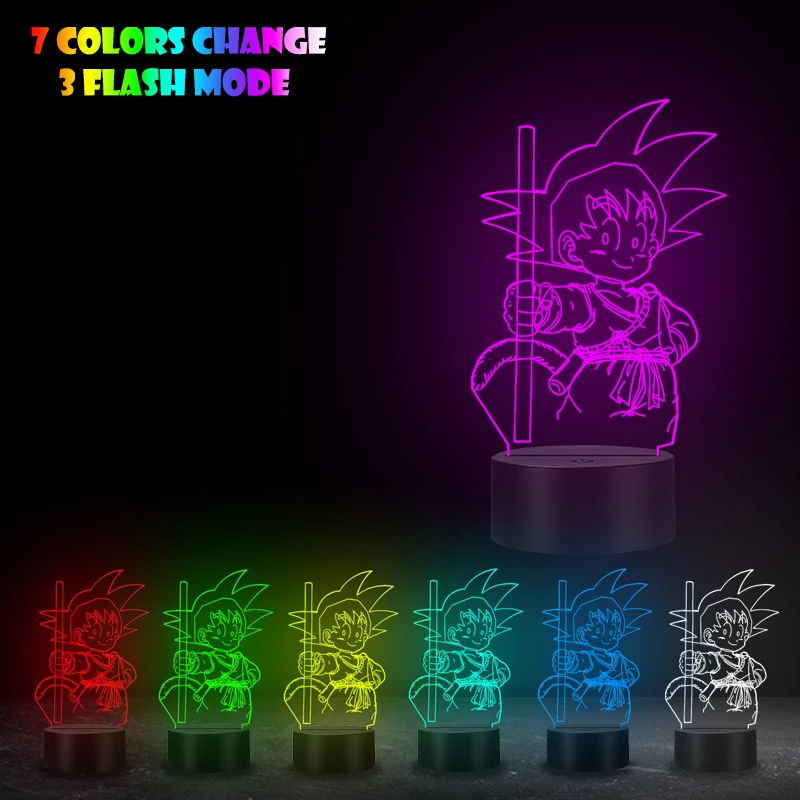 VCity Dargon Ball Wukong 3D лампа Мультфильм GT Saiyan Son Goku Goten светильник USB светодиодный