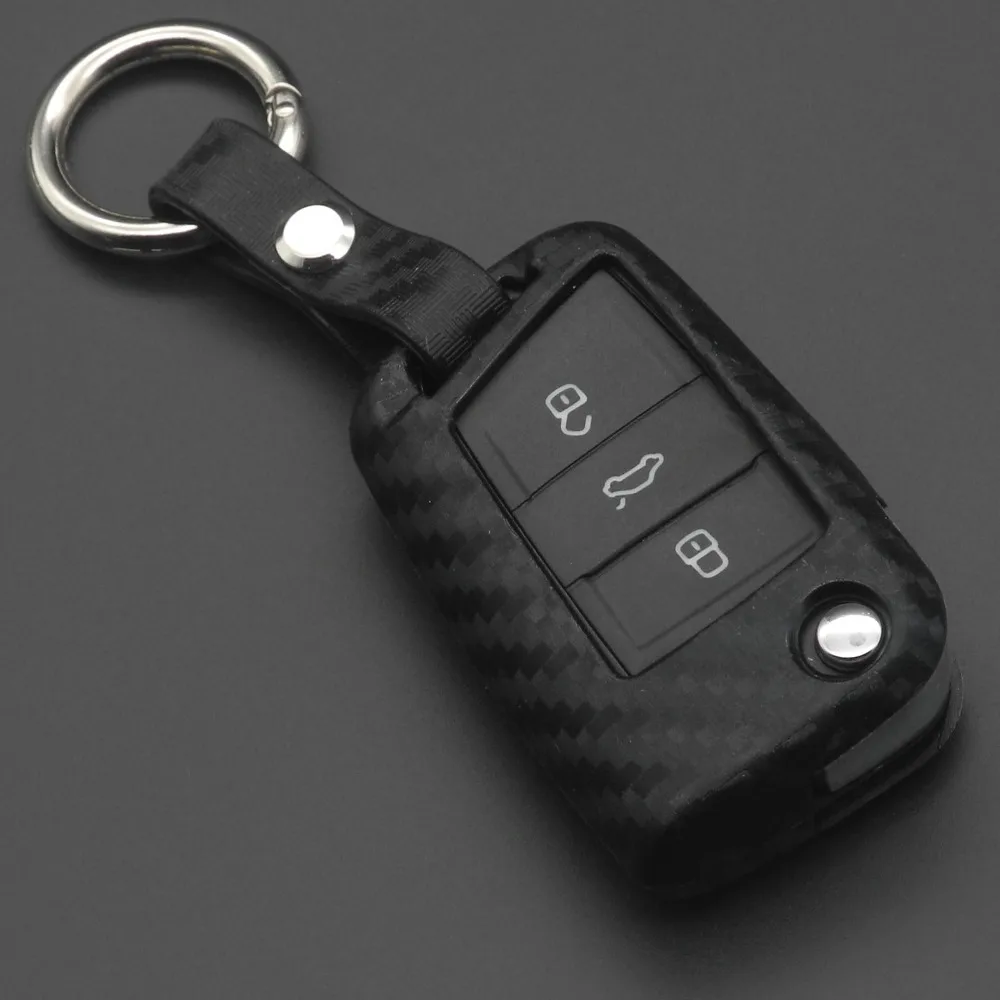 Чехол для ключей jingyuqin с 3 кнопками для VW Polo Golf 7 Tiguan Skoda Octavia Kodiaq Karoq Seat Ateca Leon Ibiza