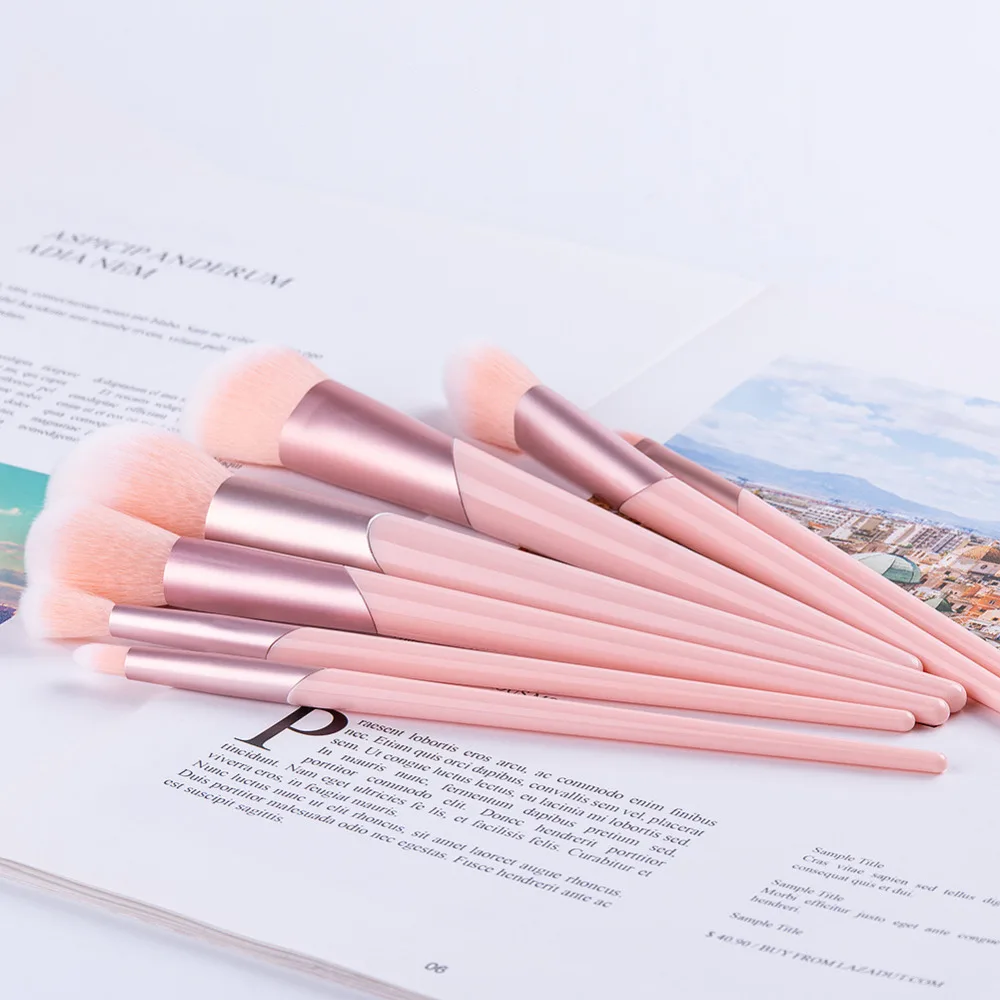7 шт./компл. розовый Премиум свободная пудра набор кистей для макияжа хайлайтер
