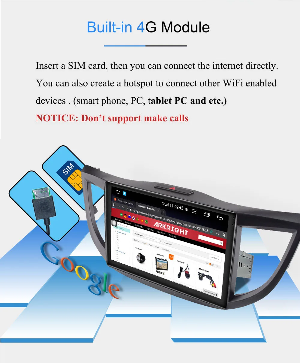 ARKRIGHT 1" 1 Din 4+ 64GB Автомобильный радио мультимедиа аудио плеер gps навигация 4G для Honda CRV 2012 2013 DSP без DVD