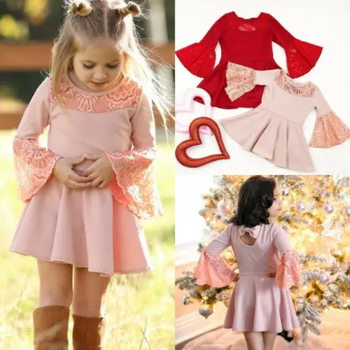2019 Модное детское кружевное платье для маленьких девочек праздничное принцессы