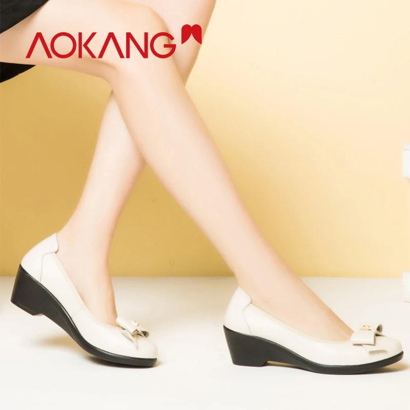 AOKANG/2019 г. женская обувь из натуральной кожи на плоской подошве удобная модная