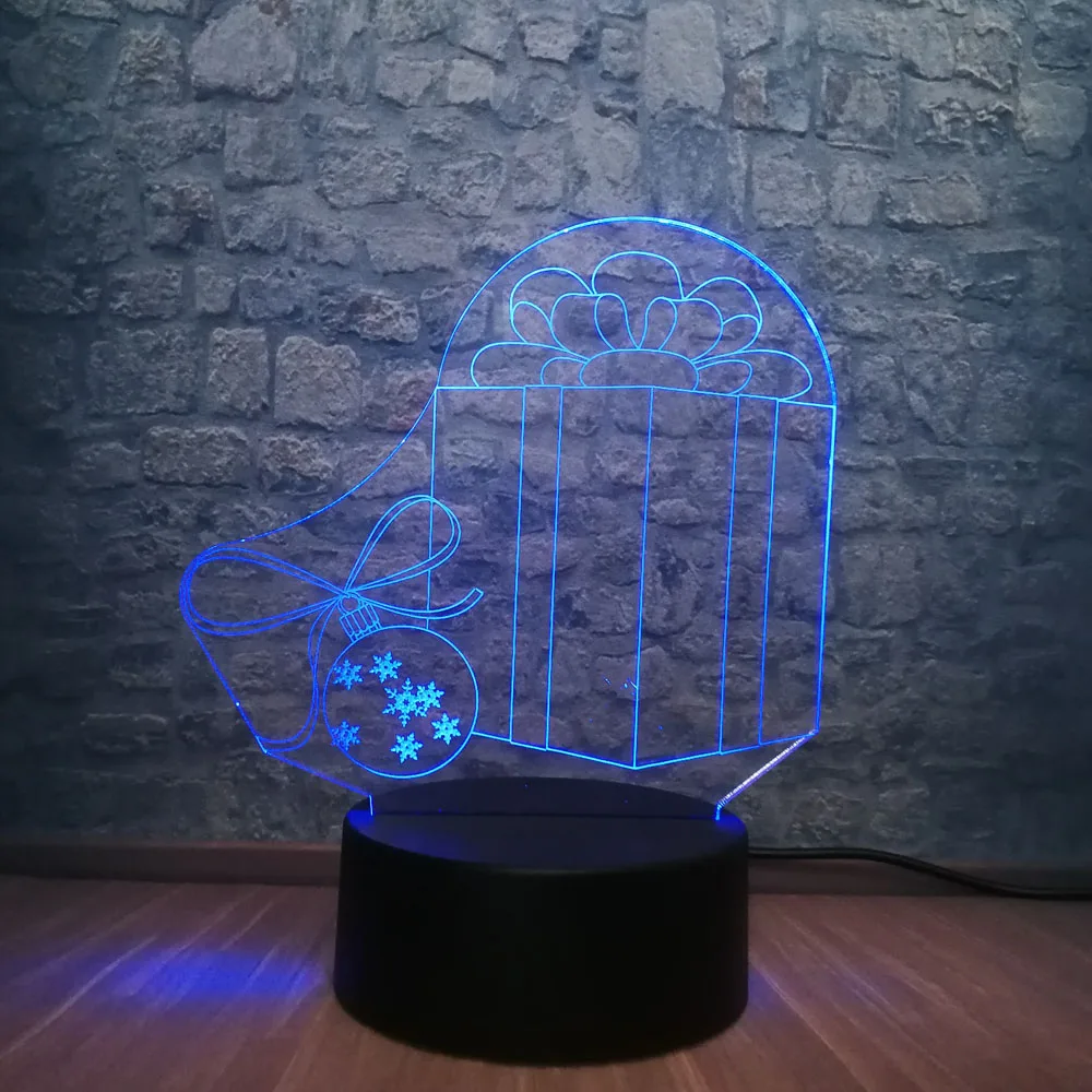 3D НОВАЯ РОЖДЕСТВЕНСКАЯ лампа коробка светодиодный светильник RGB 7 цветов