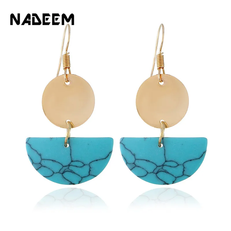 Женские серьги-капельки NADEEM из натурального зеленого белого черного бирюзового