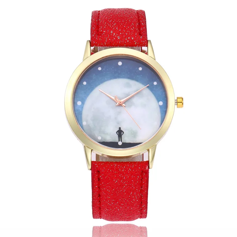 FUNIQUE 2018 Women Watches White Moon Print Leather Small Round Dial Quartz Hours Reloj Mujer Bracelet For Wrist Watch | Наручные часы