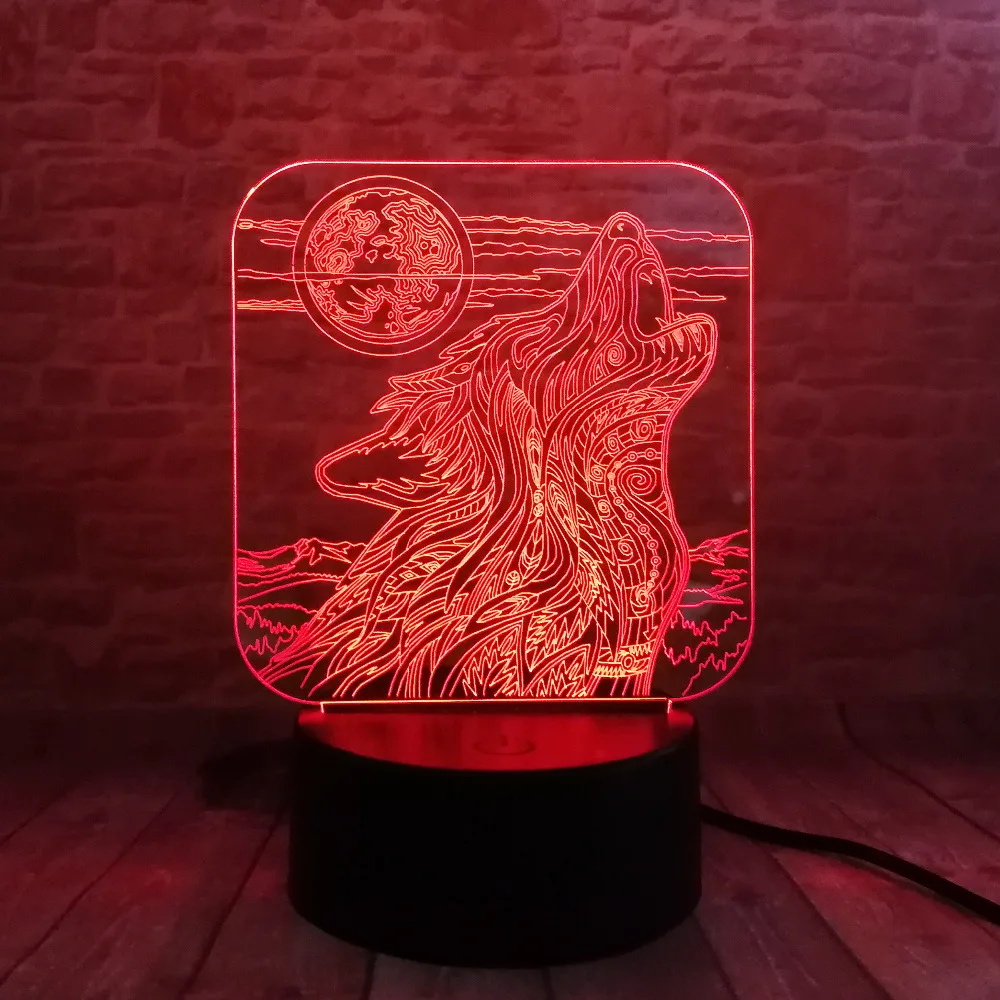 Luminaria Amroe 2020 хит полнолуние ночь волк 7 цветов градиент иллюзия свет стол спальня